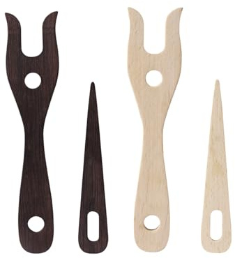 IDNVFY 2 Set da Strumenti per Maglieria della Forchetta in Legno, Forchette di Fiori A Maglia Filo, Forchette per Maglieria per Bambini, Colore in Noce.