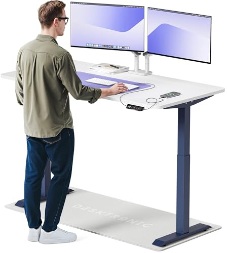 Desktronic HomeOne Standing Desk – 160 X 80 Cm Height Adjustable Desk With Dual Motor, Touchscreen Controller, Usb/usb-c Ports, And 3 Memory Presets – Modern Office Desk For Home Or Work
