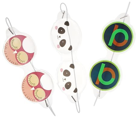 Hohopeti 3 Stück-pack Niedliche Pvc Schlafmasken für Kinder Kühlende Augenpads Hautfreundlich und Abdrücke für Hotels und Familien Zufälliger Stil