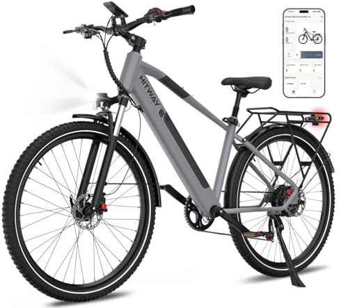 HITWAY BK7S Electric Bike 27.5/29 Inch E-bike, 36V 12.8Ah Removable Battery, 250W Motor up to 25 km/h, 50-80 km Range, MTB EBike City Commuter Electric Bicycle for Adults
