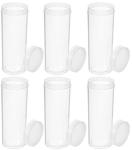 Toyvian Münzaufbewahrungsröhren Kunststoff Transparent 10.3X4X4cm 6 Stück Pack mit Verschlusskappe für Münzsammlung und Ausstellung