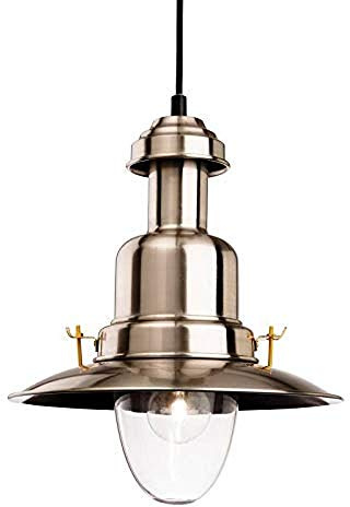 Firstlight Classic Fisherman Pendant, Brushed Steel with Clear Glass