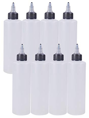BENECREAT 8Pack 7.8 Ounce Plastic Squeeze Dispensing Bottles with Black Twist, Open/Close Nozzle - Good For Crafts, Art, Glue, Multi Purpose