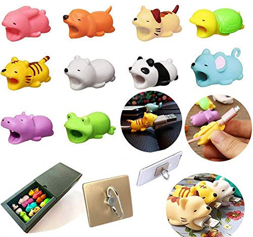 [10Pack with Stand]Cable Bites, Cable Bite Compatible Iphone Cable Cord Animal Phone Accessory Protects Cute Tidy Compatible Iphone Charging Cable (Random Animal Modeling)
