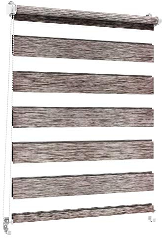 Sonnenschutz-HH - Doppelrollo Klemmfix ohne bohren Duo-Rollo Kettenzugrollo Seitenzugrollo AUSSENMAß Breite 80 x 215 cm Höhe - Leinen-Struktur grau