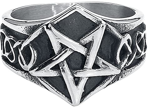 etNox hard and heavy Pentagramm Unisex Ring silberfarben L Edelstahl Geschenke, Gothic