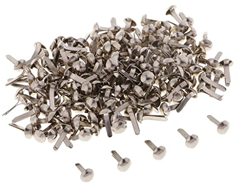 F Fityle 100Pcs aus aus Mini Brads Musterklammern Bunt Musterbeutelklammern für Scrapbooking Papier Basteln, Silber, 4,5 x 8 mm