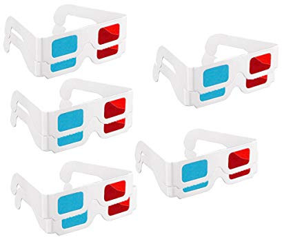 Occhiali 3D, 10 paia di occhiali stereo di carta rosso e blu per la decorazione di film