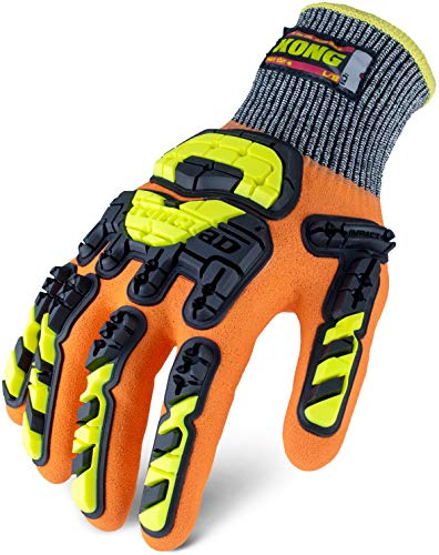 Ironclad KONG Cut Resistant Chemical Impact Glove; TRP Impact Protection, Nitrile Coating, A6 Cut Resistant, Sized S, M, L, XL, XXL, XXXL, KCHA5-05-XL, Orange, X-Large (Pack of 1)