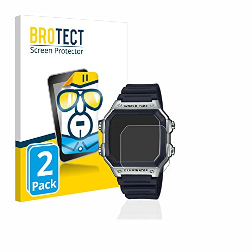 BROTECT Schutzfolie für Casio AE-1200WH | 2 Stück Transparenter Displayschutz Made in Germany Klare Displayschutz-Folie Clear Einfache Montage Case-Friendly