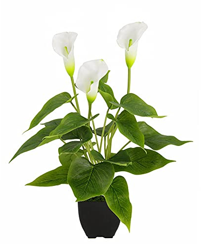 Künstliche Pflanzen Blumen, Real Touch-Fälschungs-Calla-Lilien-Pflanze Greenery Sträucher Silk Blumen für Hochzeit Bridle Bouquet Indoor Outdoor Home Küche Büro-Tabelle Dekor- Künstliche Topfpflanze
