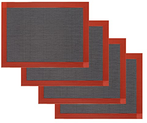 Lot de 4 tapis de cuisson en silicone anti-adhésif de qualité alimentaire pour cuisson de cookies, macarons, pain et pâtisserie 28 x 38 cm