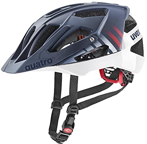 uvex Quatro cc - sicherer MTB-Helm für Damen und Herren - individuelle Größenanpassung - Verstellbarer Schirm - deep Space - White matt - 52-57 cm