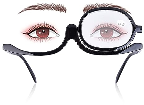 Make-up-Brille mit Augenvergrößerung, 350 + Einzellinse, rotierende Make-up-Brille, Make-up-Brille, Make-up-Lesebrille, unverzichtbares Make-up-Werkzeug für Mädchen und Frauen, 5,5 x 2,8 x 1,6 Zoll