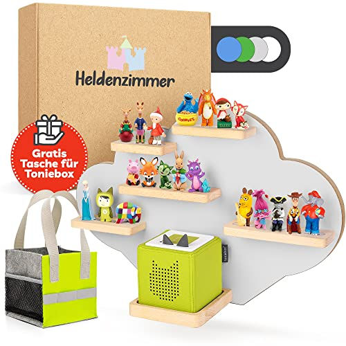 Heldenzimmer - Tonie Regal Wolke Grau [GRATIS Tragetasche] - Für Toniebox Regal bis 20 Figuren - Mädchen und Junge - Perfekte Tonie Aufbewahrung im Kinderzimmer
