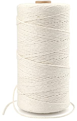 G2PLUS 300M Corde en Coton Beige Corde Macramé 1,5mm Fil Macramé Macrame Corde pour la Cuisson de la Cuisine Emballage de Cadeau de Noël