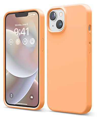 elago Liquid Silicone Case Kompatibel mit iPhone 14 Hülle (6.1), Hochwertiges Silikon, Ganzkörperschutz - 4 Schichten stoßfeste Handyhülle, kratzfestes weiches Mikrofaserfutter (Orange)