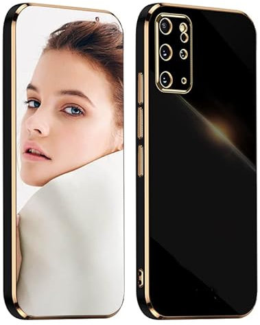 ATISIJIE Hülle für Samsung Galaxy S20+/S20 Plus Handyhülle Original, Ultradünn Galvanisiertes Weiches Kieselgel Kratzfeste TPU Handyhülle, Einfaches Stilvoll Shiny Schutzhülle Cover Case Schwarz