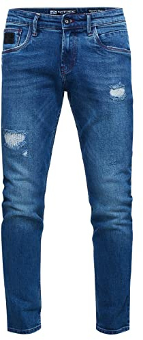 Rusty Neal Herren Jeans-Hose 'Tori Slim Fit Streetwear Jeans Destroyed Denim Blue Black Grey Stretch-Jeans 235, Farbe:Royal Blue, Größe Jeans L32:33W / 32L
