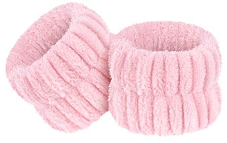 AOOWU Handgelenk Waschband, Elastisches Mikrofaser Gesicht Wasch Kosmetik Haarband, Spa Armbänder Zum Saugfähiges Schweissband für Frauen Mädchen, Makeup Handgelenk Gesichtshautpflege(rosa)
