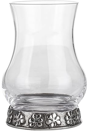 A E Williams Irish Whiskey Tasting Glass with Pewter Base | Large Dram Glasses for Party Gift Set with Heavy Bottom Design