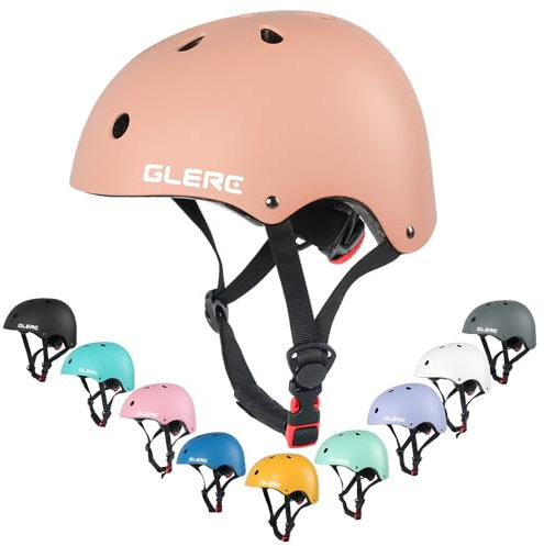 Glerc Kinder Fahrradhelm für Jungen und Mädchen ab 8 Jahren, Kinder Fahrrad Zubehör, stoß- und schlagfester Fahrradhelm für Kinder,M,Pfirsich