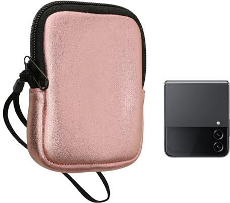 kwmobile Handytasche für Faltbare Smartphones XXS - 3/3,5 - Neopren Hülle Metallic Rosegold - XS Handy Tasche 10 x 8 x 2 cm Innenmaße - Mini Geldbörse