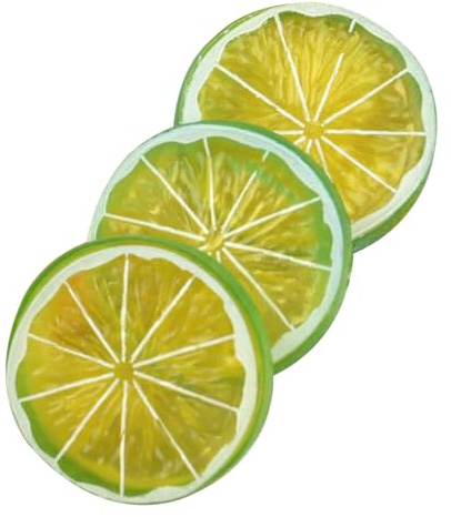 LGEGE Fake Lemons Slices Decor 10 Pcs Set - Artificial Plastics Lemons Slices for Lemonade Party, Photography Props （Green, 5cm Dia.
