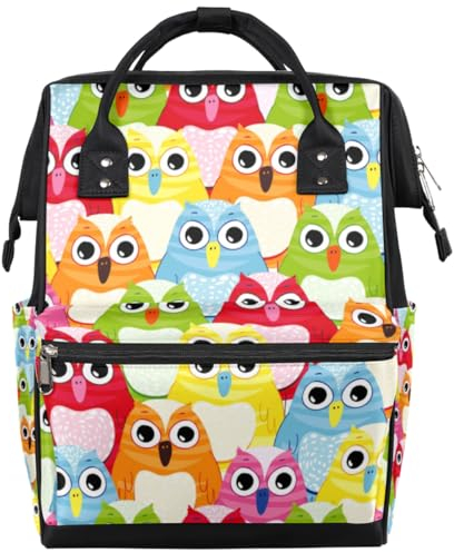 Tavisto Bunte Wickeltasche mit Eulen-Motiv, multifunktional, wasserdicht, für Mütter, Väter, tragbar, große Kapazität, Wickeltasche mit Kinderwagengurten für Reiseutensilien