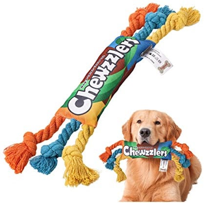 MeiAOBest Small Dog Squeaky Toys, Dog Chew Toys for Aggressive Chewers, Durable Squeaky Interactive Candy Styling Dog Hemp Rope Toys, Puppy Teeth Cleaning Chew Stick Toy