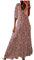 Robe Cérémonie De Bal Soirée Longue à Col En V Pour Femme - Demoiselle D'honneur, Ample, Plage, Été, Bohème, Vintage (Rose, 3XL)