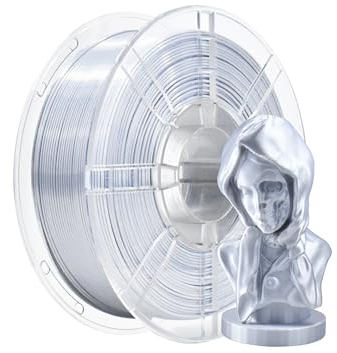 iBOSS PLA+ Filament Silberfilament, helles und hartes 3D-Druckermaterial, 1,75 mm + / 0,02 mm 1 kg Spule (2,2 LBS), geeignet für die meisten FDM 3D-Drucker, Seide Silber