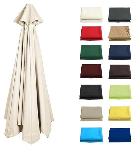 GZDXBF 2m/2.7m/3m Housse De Rechange Pour Parasol À 6 Baleines/8 Baleines, Tissu De Rechange Pour Parasol Anti-Ultraviolet (Color : Off-white, Size : 6 ribs-3m(9.8ft))