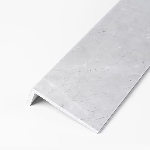 EXCLURA Fensterbank Innen Hellgraue Fensterbrettkante aus Acryl, L-förmiges Fensterbank-Abdeckbrett mit Fliesenoberfläche, Heimdeko für Tür/Treppe/Erkerfenster(Color:L-160cm/63in,Size:W-10cm/3.9in)