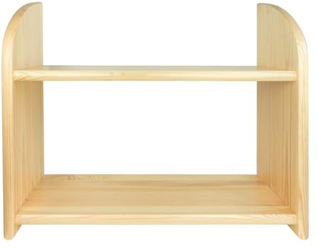 woplus Holz Regal Wandregal Bücherbord Bücherregal Kiefer Farblos Lakiert massiv (2 Etage 60cm)