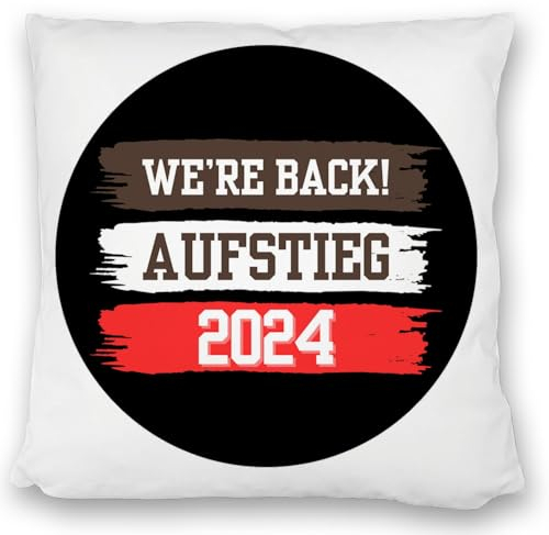 St. Pauli Aufstieg 2024 Kissen satiniert mit Spruch We're Back were Hamburg Reeperbahn Landungsbrücken Hafen Wappen - Feiere den Aufstieg mit diesem stylischen Kissen satiniert