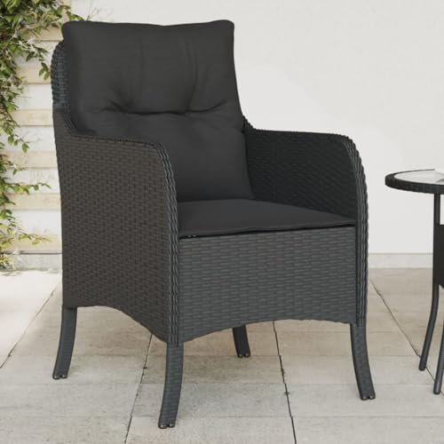 ShGaxin Gartenstühle mit Kissen 2 STK. Schwarz Poly Rattan, Gartensessel, Campingstuhl, Hochlehner, Balkonstuhl, Balkonmöbel, Balkon Stuhl - 365145