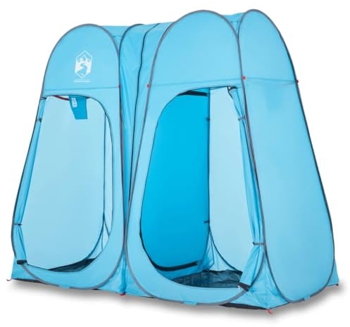 vidaXL Blue Pop-Up Privacy Tent – Waterproof Polyester, Ground Sheet, Wind, Foldable, Easy Zippered Access, Carry Bag Included
