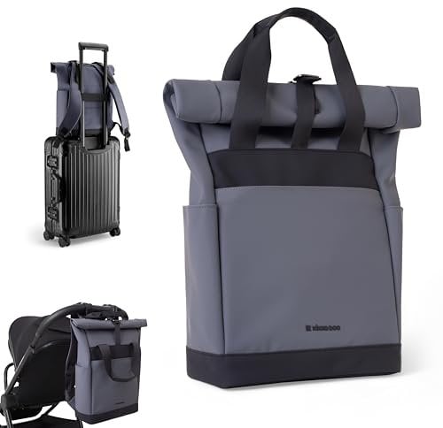KikkaBoo CERISE Wickelrucksack, Mommy Bag, Kinderwagenbefestigungen, Große Kapazität, Tragbare Wickelunterlage, Thermotasche, Wasserfeste Tasche, Mehrzwecktasche, Grau
