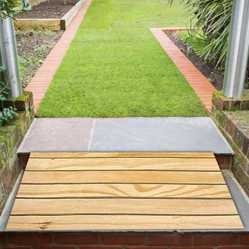 Threshold Ramp, Door Threshold Ramp Wood, Outdoor Garden Patio Step Stair Ramp for Wheelchairs/Motorbike/Dogs/Elderly, Non Slip Curb Ramps Entry Ramp(90x51x20cm (35.4x20x8in))