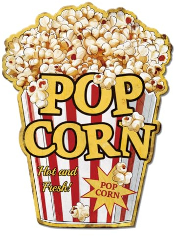 SUPERDANT Popcorn Blechschilder Popcorn Lebensmittel Blechschild Retro Popcorns Metallschild Popcorns Vintage Kunstzeichen Metallschilder Für Restaurants Cafés Bars Pub Küche Zuhause Wanddekoration