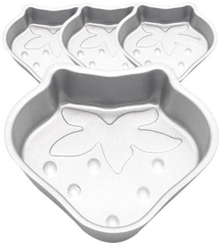 Ciieeo 1set Strawberry Pudding Molds Jelly Making Giant Cupcake Mold Cheese Cake Tin Square Cupcake Pans Pie Tins Cake Tins Candy Strawberry Shaped Baking Pan Gummies Carbon Steel 4pcs