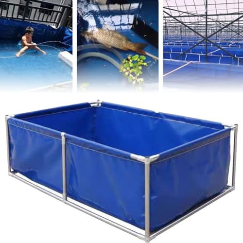Folding Fish Pond Canvas Fish Pond With Support, Aquaculture Water Tank Cistern Large Thickened Knife Scraping Cloth Outdoor Special Fish Farming Pool Pond Outdoor Fish Pond