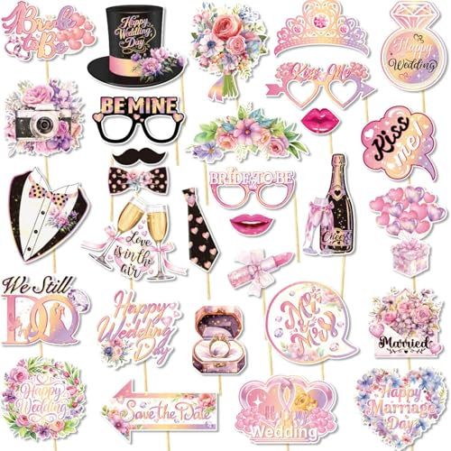 Fiesta de Boda Photo Booth Props,Carteles Rosas para el telón de Fondo de la Boda y la estación Selfie para la decoración de la Fiesta de Bodas
