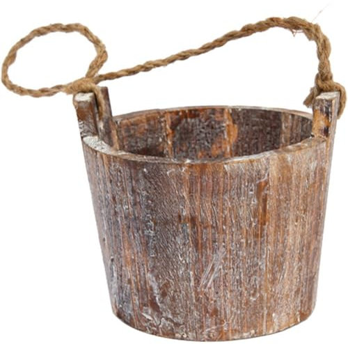 HiyyFloy Macetas Rústicas De Madera con Barriles De Whisky, Cubo con Asa, Macetero De Flores, Macetas, Contenedor De Agua, Pozo De Los Deseos, Jardín, Patio Trasero, Decoración Interior Aire Libre