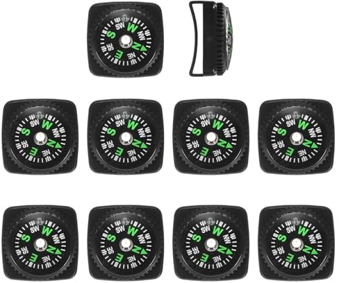 TIXIPEM Bussola da polso antiscivolo da 20 mm [10 pezzi] – Bussola rigida riempita di liquido, braccialetto di sopravvivenza in paracord per escursioni – [nero] accessorio per esterni
