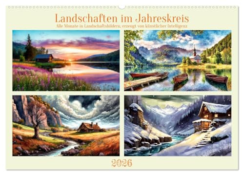 Landschaften im Jahreskreis (Wandkalender 2026 DIN A2 quer), CALVENDO Monatskalender: Wanderung durch das ganze Jahr (CALVENDO Natur)