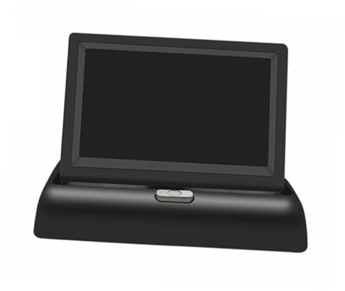 Mipcase Pantalla montada en el vehículo Universal Plegable Pantalla del Monitor del Coche aplicable al Coche Auto Monitor retrovisor Monitor de Entrada de vídeo Negro