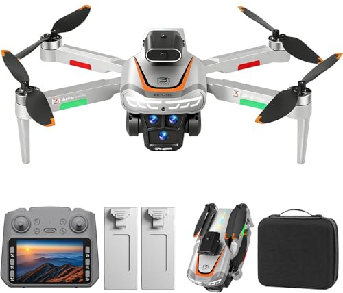 OBEST Drone con Fotocamera,Telecomando con 4,3 LCD Scherm, WIFI 5G Drone Pieghevole Resistente al Vento, Motore Brushless, Doppia Fotocamera per Adulti Principianti, 2 Batterie