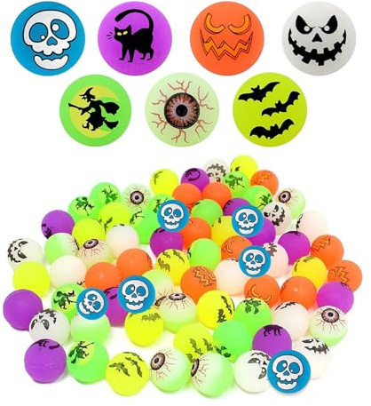 24 Stück Halloween Flummi, Flummis für Kinder Leuchtend, Halloween Hüpfball | 24mm Springball, Luminous Bouncy für Kinder, Geschenktüten Füllstoffe Party, Halloween Mitgebel